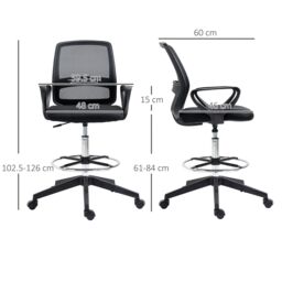 VINSETTO Draughtsman Chair Tall Office Chair with Adjustable Height in Black - thumbnail 3