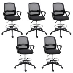 VINSETTO Draughtsman Chair Tall Office Chair with Adjustable Height in Black - thumbnail 2