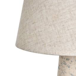 Wyld and Coco Table Lamp Beige Ceramic Base Blue Speckle Drum Faux Linen Shade - thumbnail 5