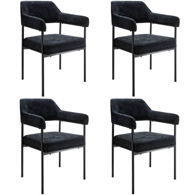 tectake Armchair Doe Set Of 4 - Woven Fabric Black/Black in Black - Size: 4 Pack - image 1