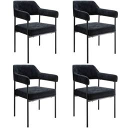 tectake Armchair Doe Set Of 4 - Woven Fabric Black/Black in Black - Size: 4 Pack - thumbnail 1