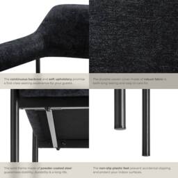 tectake Armchair Doe Set Of 4 - Woven Fabric Black/Black in Black - Size: 4 Pack - thumbnail 5