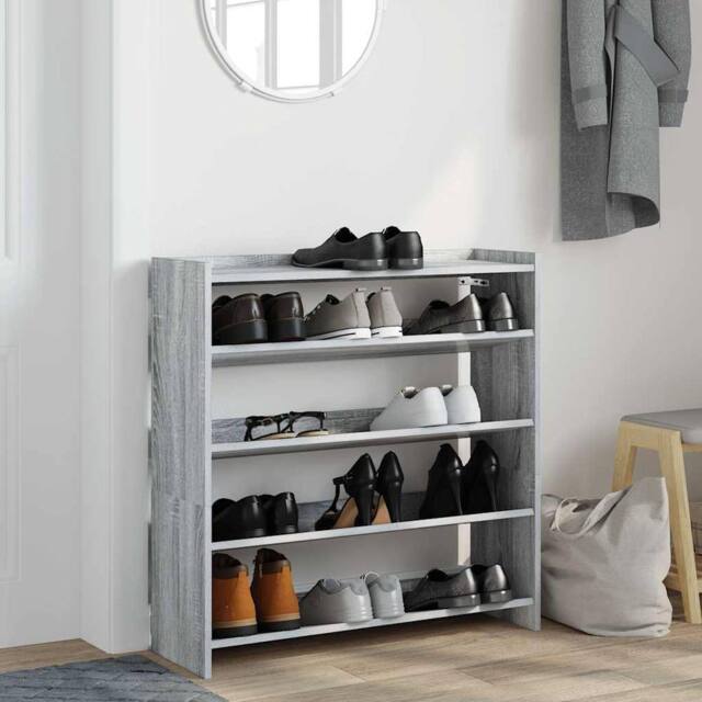 Berkfield Home Shoe Rack Grey Sonoma 80x25x81 cm Engineered Wood - Size: 80 x 25 x 81 cm - image 1