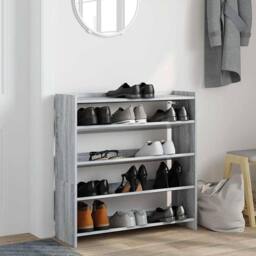 Berkfield Home Shoe Rack Grey Sonoma 80x25x81 cm Engineered Wood - Size: 80 x 25 x 81 cm - thumbnail 1