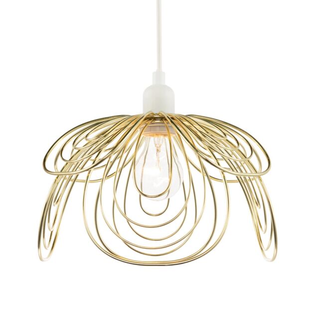 Happy Homewares Polished Gold Metal Wire Overlapping Petal Ceiling Pendant Light Shade - image 1