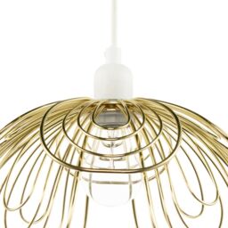 Happy Homewares Polished Gold Metal Wire Overlapping Petal Ceiling Pendant Light Shade - thumbnail 5