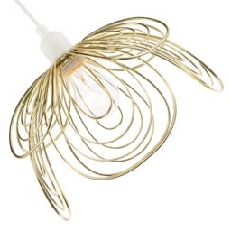 Happy Homewares Polished Gold Metal Wire Overlapping Petal Ceiling Pendant Light Shade - thumbnail 4