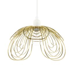 Happy Homewares Polished Gold Metal Wire Overlapping Petal Ceiling Pendant Light Shade - thumbnail 3