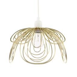 Happy Homewares Polished Gold Metal Wire Overlapping Petal Ceiling Pendant Light Shade - thumbnail 2