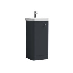 Balterley Floor Standing 1 Door Vanity Unit Ceramic Basin Dark Grey 400mm