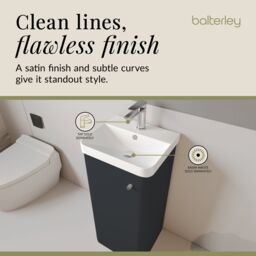 Balterley Floor Standing 1 Door Vanity Unit Ceramic Basin Dark Grey 400mm - thumbnail 7
