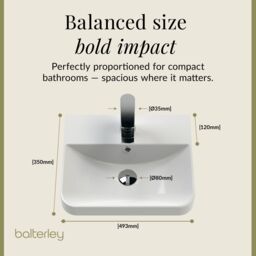 Balterley Floor Standing 1 Door Vanity Unit Ceramic Basin Dark Grey 400mm - thumbnail 6