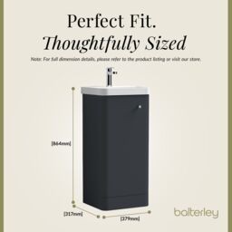 Balterley Floor Standing 1 Door Vanity Unit Ceramic Basin Dark Grey 400mm - thumbnail 5