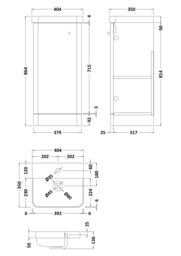 Balterley Floor Standing 1 Door Vanity Unit Ceramic Basin Dark Grey 400mm - thumbnail 8
