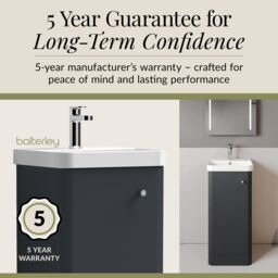 Balterley Floor Standing 1 Door Vanity Unit Ceramic Basin Dark Grey 400mm - thumbnail 4