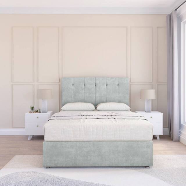 "Sloomy Cambridge Naples Divan Set 4 Drawers - 26"" Headboard-12"" Footboard in Silver - Size: Double" - image 1