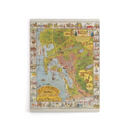 "Artery8 California Map Mora 1928 City San Diego Canvas Wall Art Print - Size: W18"" x H24""" - thumbnail 1