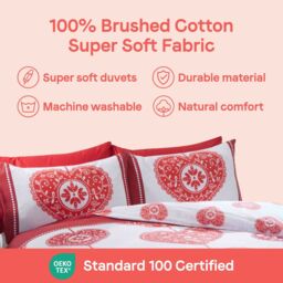 Rapport Home Scandi Heart Pure Cotton Duvet Cover Set with Pillowcase in Red - Size: Double - thumbnail 6