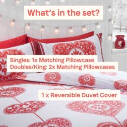 Rapport Home Scandi Heart Pure Cotton Duvet Cover Set with Pillowcase in Red - Size: Double - thumbnail 4