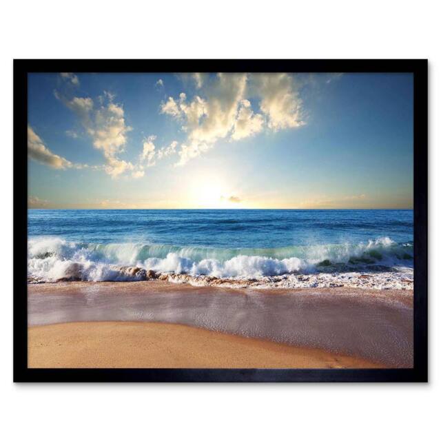 "Artery8 Photograph Seascape Beach Sand Ocean Surf Waves 12x16"" Framed Art in Blue - Size: W12"" x H16""" - image 1