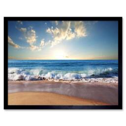 "Artery8 Photograph Seascape Beach Sand Ocean Surf Waves 12x16"" Framed Art in Blue - Size: W12"" x H16""" - thumbnail 1