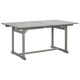 Berkfield Home Garden Dining Table (160-240)x100x75 cm Solid Acacia Wood in Grey - thumbnail 3
