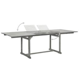 Berkfield Home Garden Dining Table (160-240)x100x75 cm Solid Acacia Wood in Grey - thumbnail 4