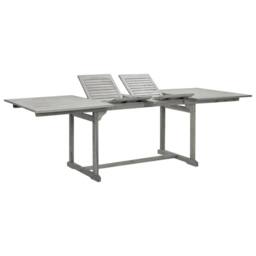 Berkfield Home Garden Dining Table (160-240)x100x75 cm Solid Acacia Wood in Grey - thumbnail 2