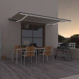 Berkfield Home Manual Retractable Awning with LED 500x300 cm Cream