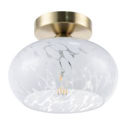 Happy Homewares Antique Brass Ceiling Light Fitting with White Snowflake Glass Shade in Metallic Gold - thumbnail 4