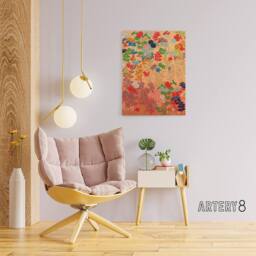 "Artery8 Floral Japanese Fan Pattern G A Audsley Vintage Canvas Wall Art in Pink - Size: W18"" x H24""" - thumbnail 3