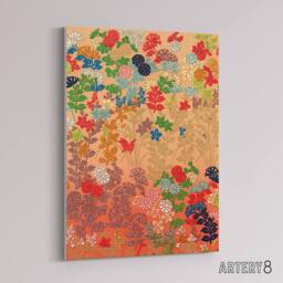 "Artery8 Floral Japanese Fan Pattern G A Audsley Vintage Canvas Wall Art in Pink - Size: W18"" x H24""" - thumbnail 2