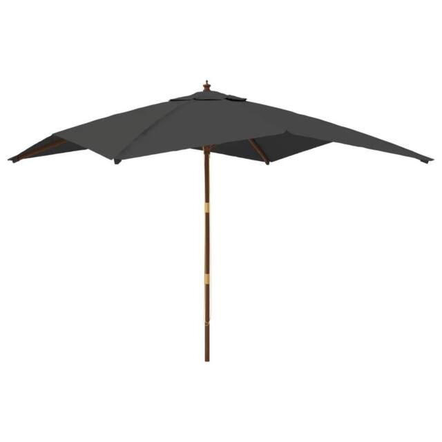 Berkfield Home Garden Parasol with Wooden Pole Anthracite 300x300x273 cm in Charcoal - Size: 300 x 300 x 273 cm - image 1