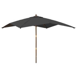 Berkfield Home Garden Parasol with Wooden Pole Anthracite 300x300x273 cm in Charcoal - Size: 300 x 300 x 273 cm - thumbnail 1