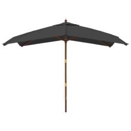 Berkfield Home Garden Parasol with Wooden Pole Anthracite 300x300x273 cm in Charcoal - Size: 300 x 300 x 273 cm - thumbnail 3
