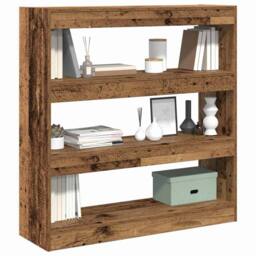 Berkfield Home Book Cabinet/Room Divider - Rustic Wood - 100x30x103cm - Wood in Brown - Size: 100 x 30 x 103 cm - thumbnail 3