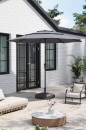 Garden Sanctuary 3-Tier Outdoor Garden Umbrella with Crank & Fillable Stand in Light Grey - thumbnail 2