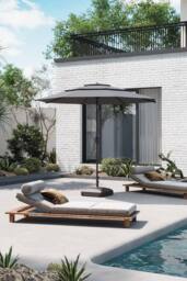 Garden Sanctuary 3-Tier Outdoor Garden Umbrella with Crank & Fillable Stand in Light Grey - thumbnail 1