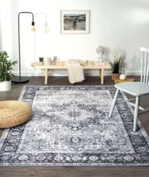THE RUGS Azar Washable Persian Classic Rug - Ultra Soft Polyester Design in Grey - Size: 60 cm x 180 cm - thumbnail 2