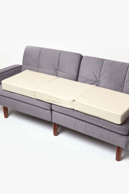 Homescapes Cotton Orthopaedic Foam 3 Seater Booster Cushion in Cream - image 1