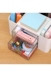 Living and Home Plastic Desktop Multi-Compartment Storage Organiser Box with Drawers in White - thumbnail 8