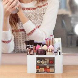 Living and Home Plastic Desktop Multi-Compartment Storage Organiser Box with Drawers in White