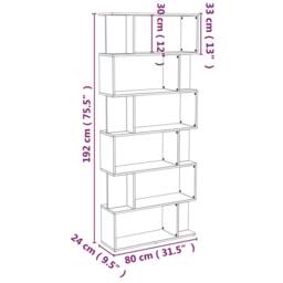 Berkfield Home Classic Book Cabinet/Room Divider Smoked Oak 80x24x192 cm Enginee in Brown - Size: 80 x 24 x 192 cm - thumbnail 8