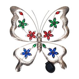 ValueLights Butterfly Solar Outdoor Multi Coloured Wall Art Garden Fence Ornament Light - thumbnail 2