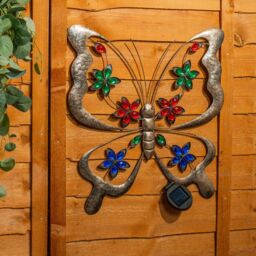 ValueLights Butterfly Solar Outdoor Multi Coloured Wall Art Garden Fence Ornament Light - thumbnail 3