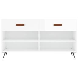 Berkfield Home Shoe Bench High Gloss White 102x35x55 cm Engineered Wood - Size: 102 x 35 x 55 cm - thumbnail 6