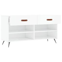 Berkfield Home Shoe Bench High Gloss White 102x35x55 cm Engineered Wood - Size: 102 x 35 x 55 cm - thumbnail 5