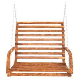 Berkfield Home Swing Bench Solid Bent Wood with Teak Finish 126x63x92 cm in Brown - Size: 126 x 63 x 92 cm - thumbnail 3