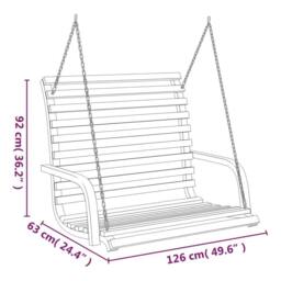 Berkfield Home Swing Bench Solid Bent Wood with Teak Finish 126x63x92 cm in Brown - Size: 126 x 63 x 92 cm - thumbnail 6
