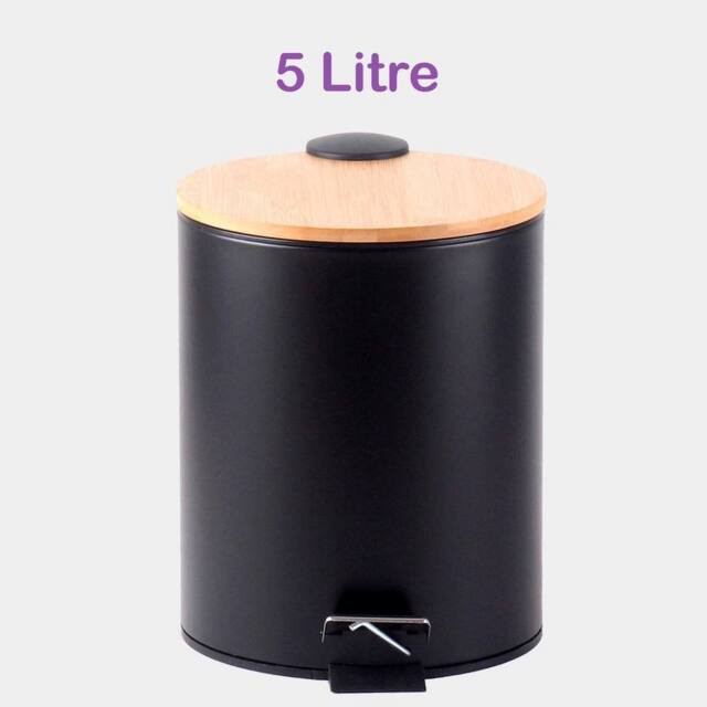 EONLION 5 Litre Wooden Lid Bin in Black - Size: 100 cm - image 1